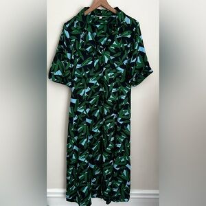 Walter Baker Green and Black Midi Dress